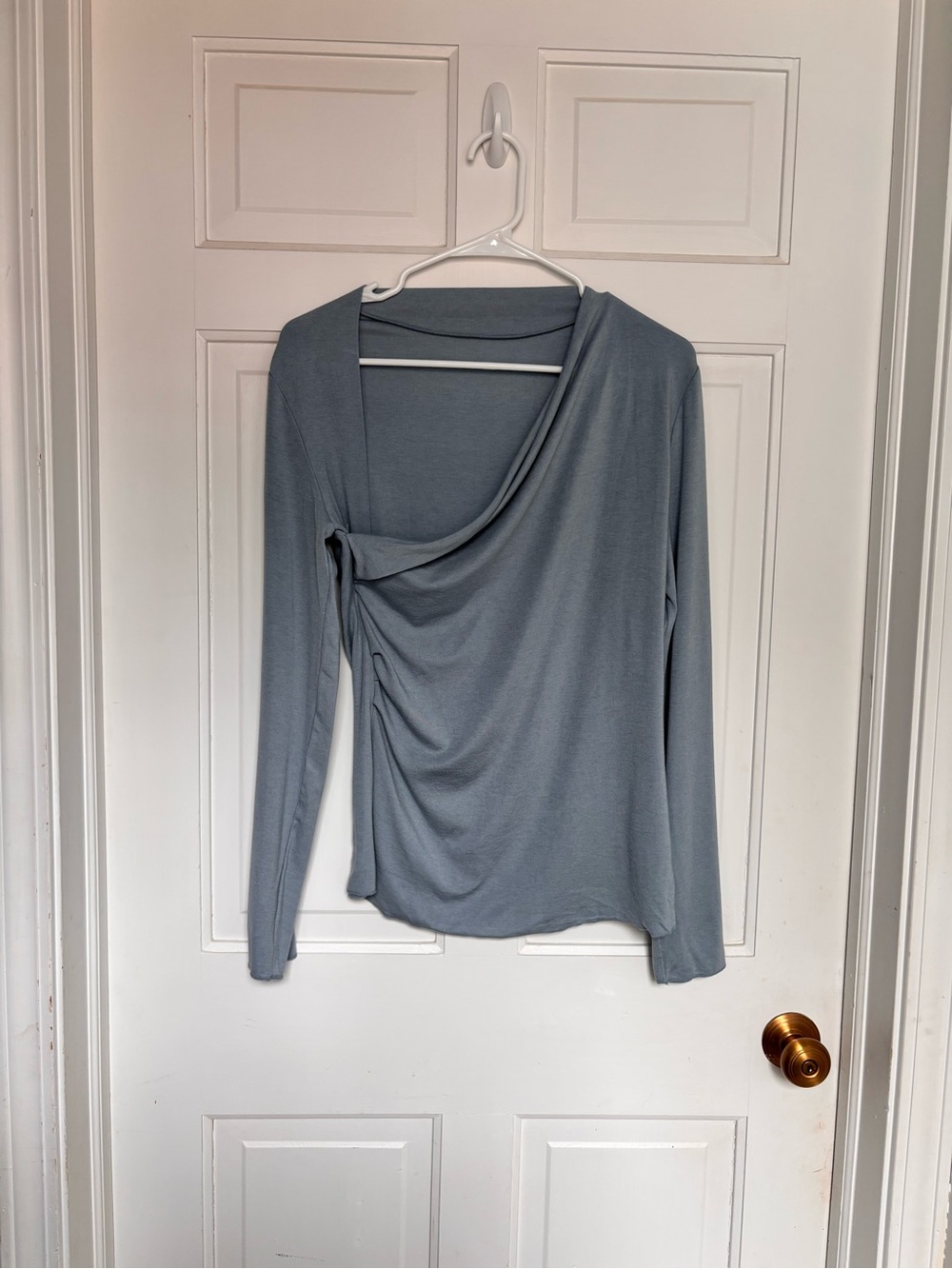 Suuksees Modal Cashmere Asymmetrical Long-Sleeve Women's Top — Slate Blue